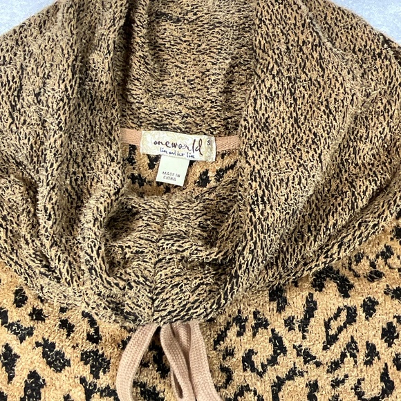 One World Leopard Print Cowl Neck Sweater Small NWT Cozy Chic Fall Tunic - Picture 8 of 12